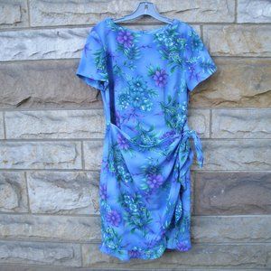 Vintage KC Spencer Floral Wrap Style Dress Size 10